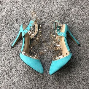 Mint/teal heels